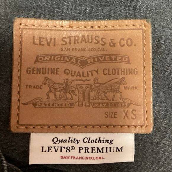Levi's Black Denim Button Up Long Sleeve Collar Pockets Trucker Jean Jacket XS - Picture 3 of 4